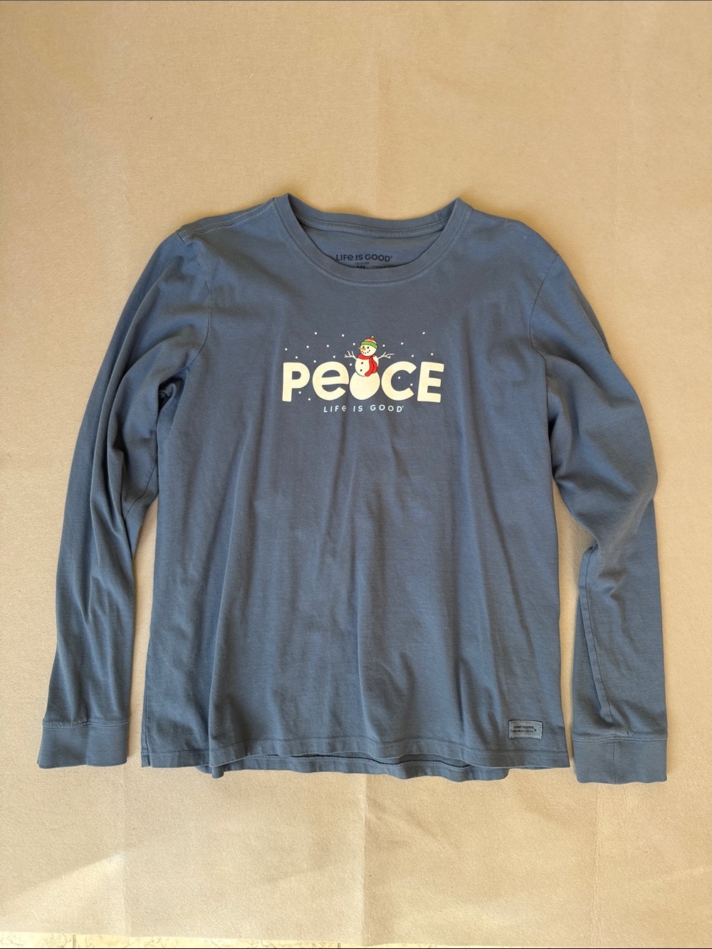 Life Is Good Peace Snowman Women’s Long-Sleeve Crusher Tee - Size XL